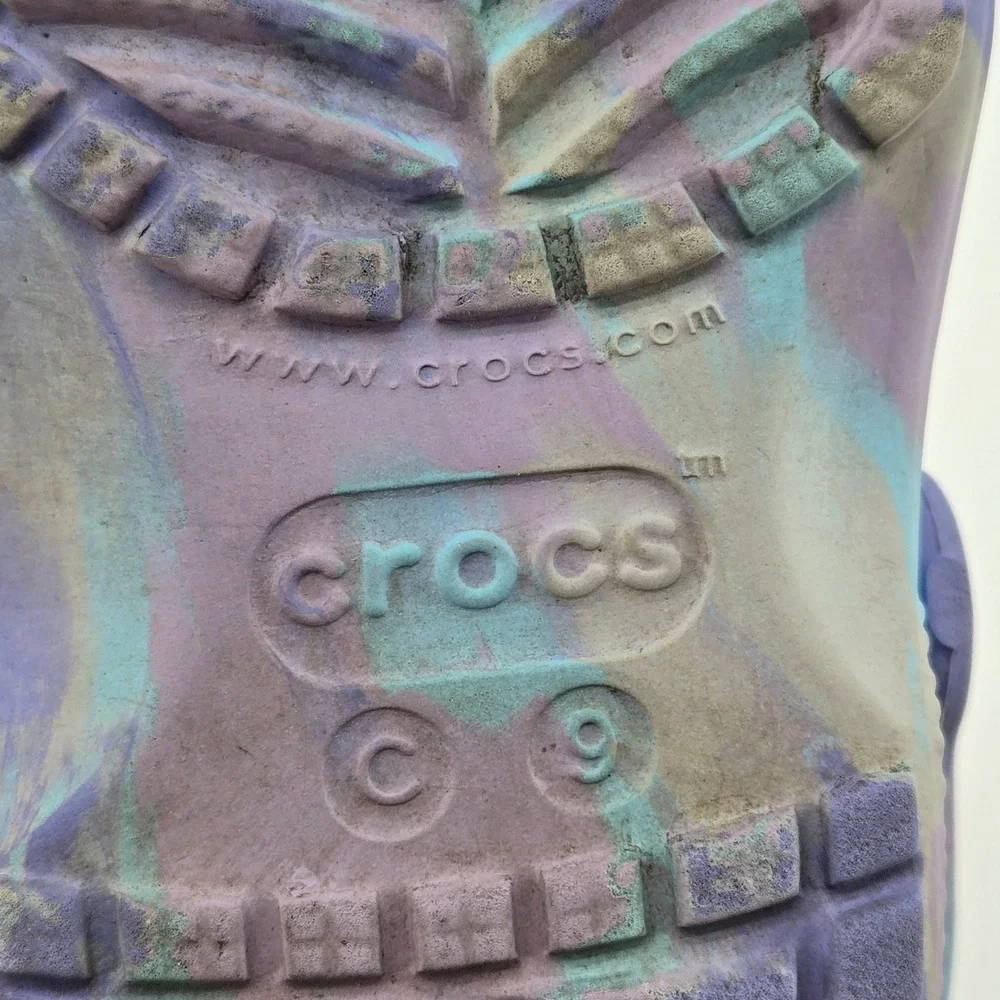 Crocs Kids‎ Classic Marbled Clog Pastel Purple Blue C9 Light Up Flower Jibbitz